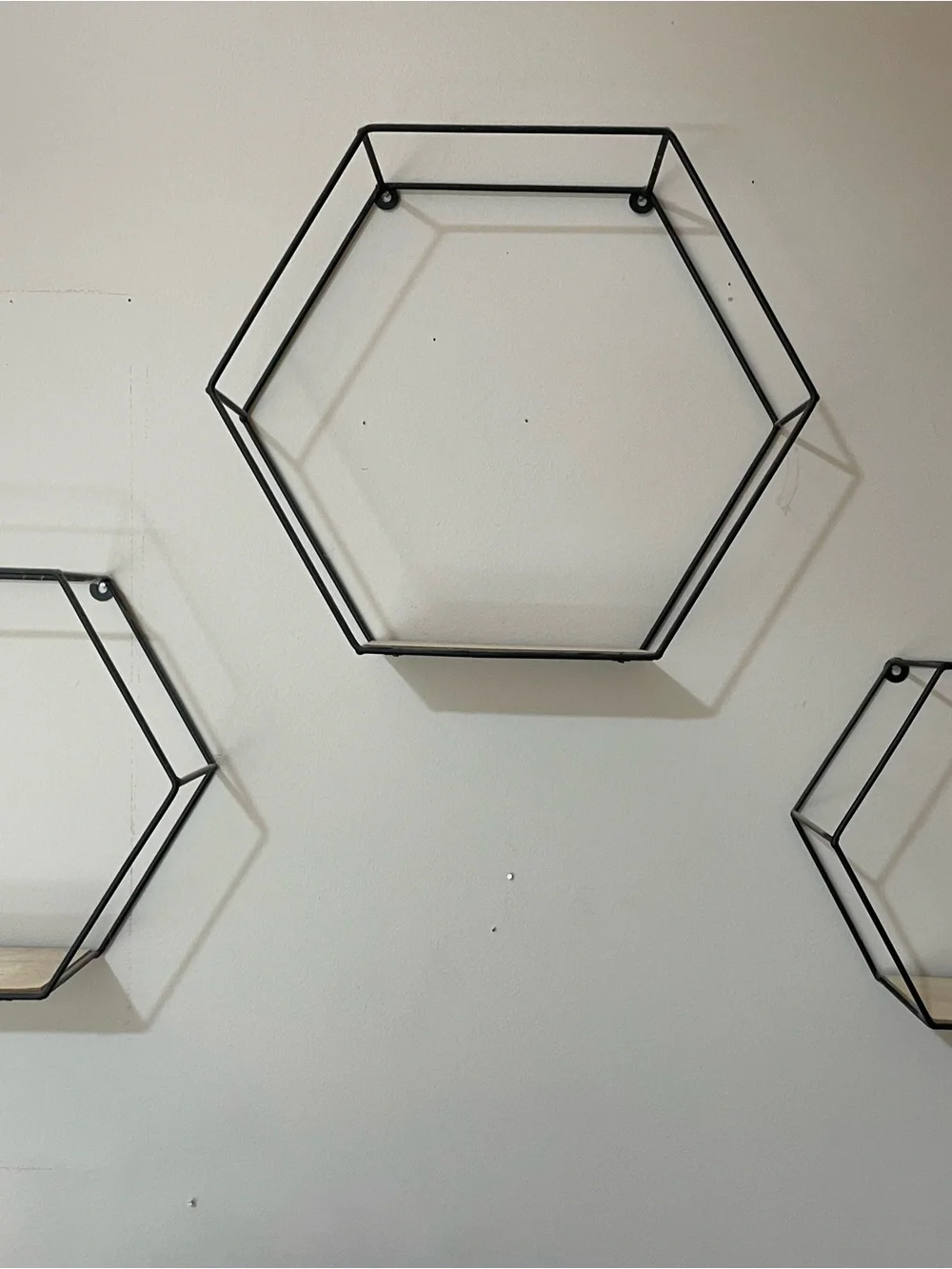 3 Black Hexagon Metal Wall Shelves-Modern Wall Decor.  Plants NOT included